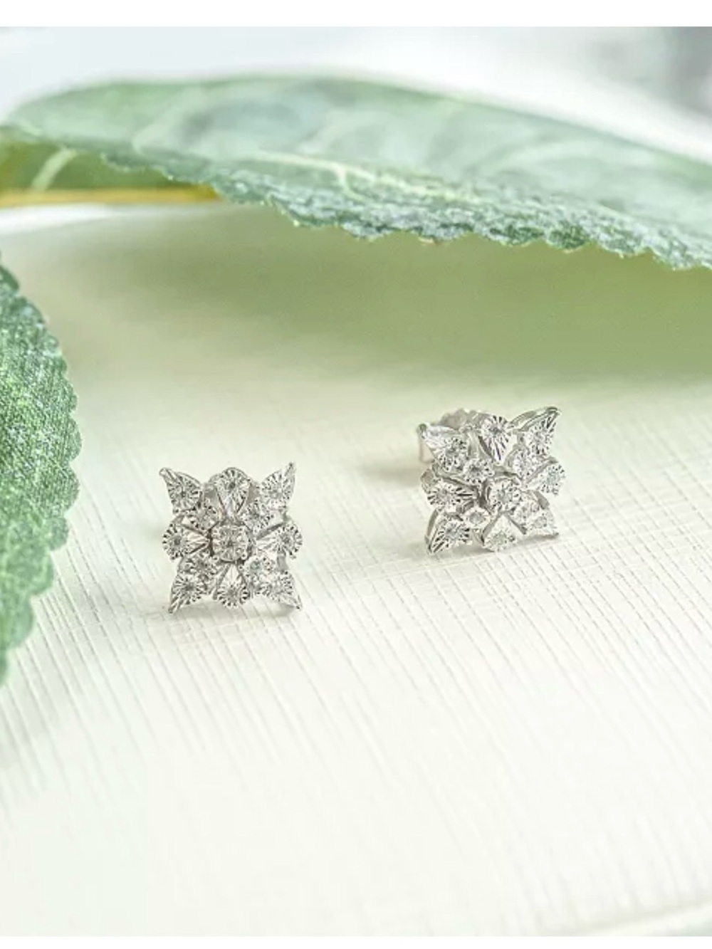 Macy’s Sterling Silver Floral Diamond-Cut Stud Earrings - Silver